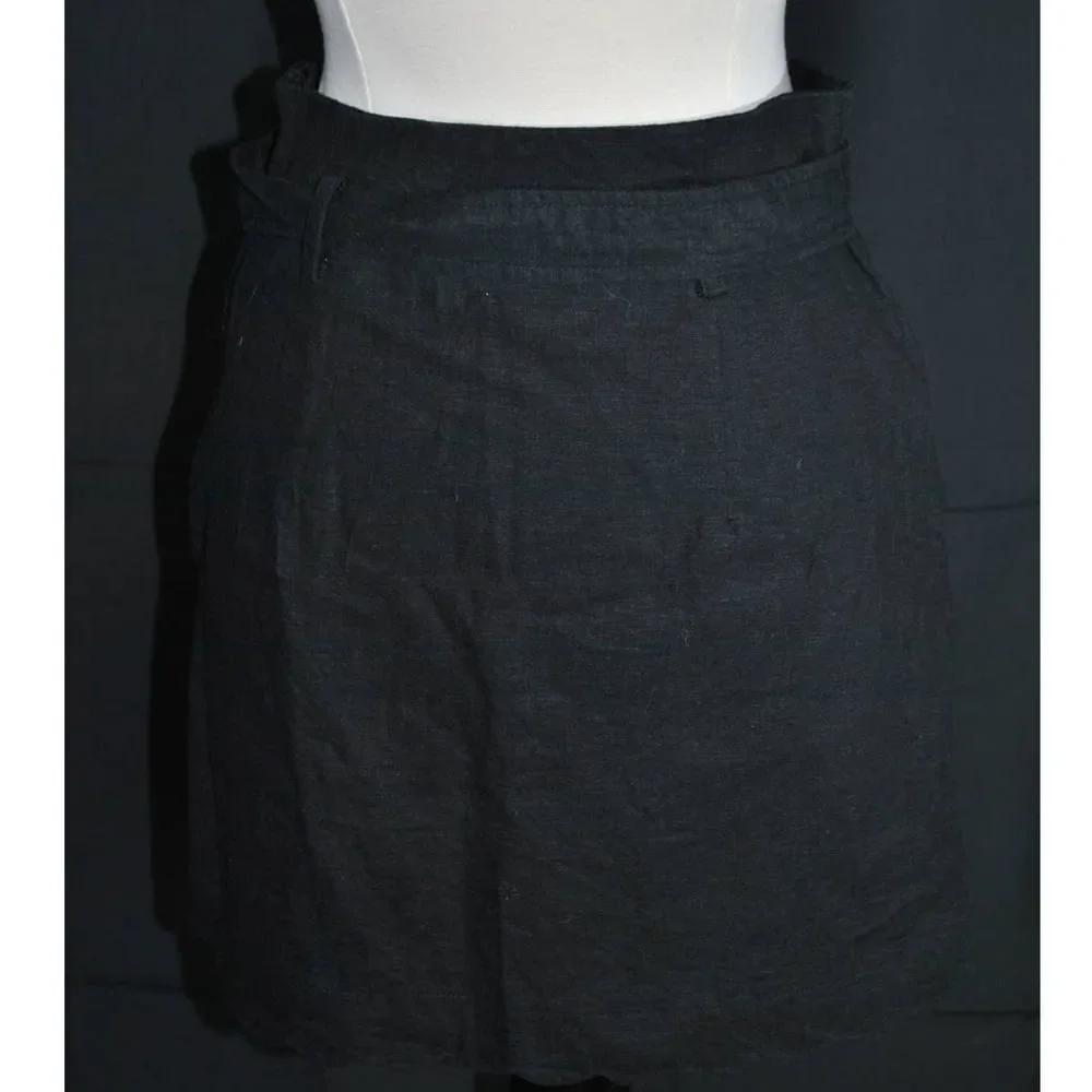 Urban Outfitters Black Linen Belted Scalloped Hem Skirt - S - Picture 3 of 4